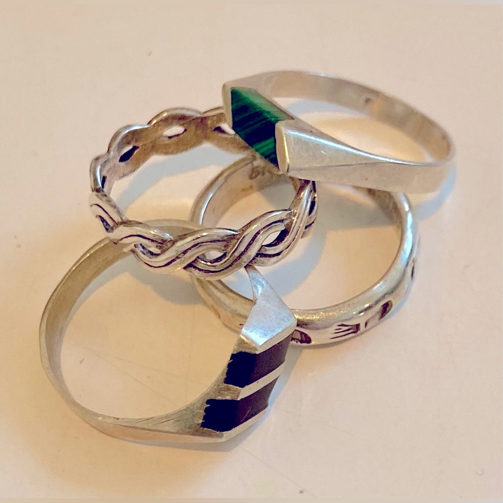 Lot of 4 cute tiny silver rings!